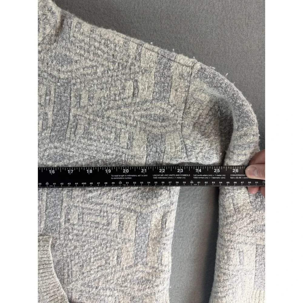 Free People Sweater‎ Womens S Gray Hooded V Neck Geometric Oversized Pullover